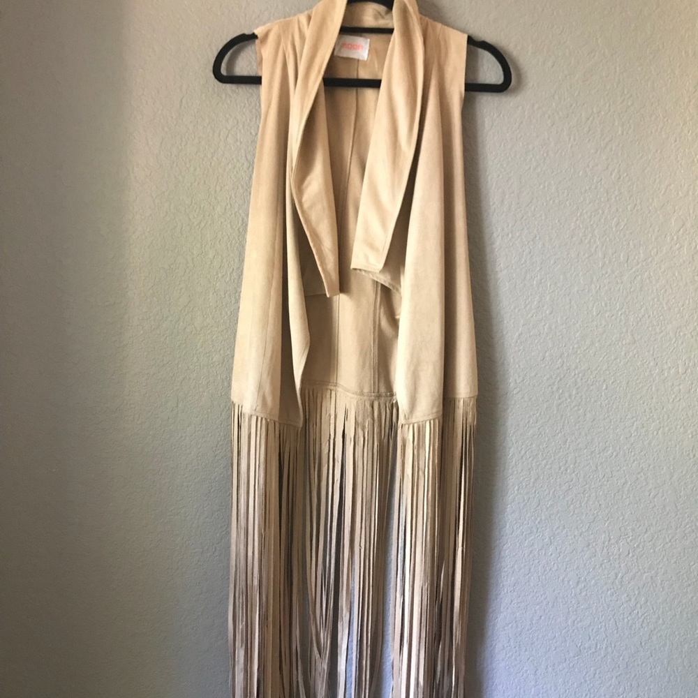 Moon Faux Suede Fringe Vest